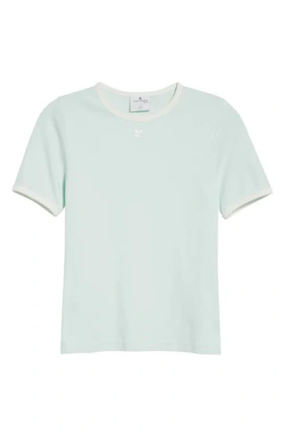 Courrèges Contrast Trim Logo T-shirt In Green