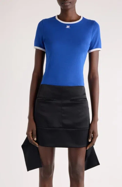Courrèges Signature Contrast T-shirt In Blue
