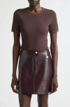 Courrèges Contrast Trim Logo T-shirt In Brown