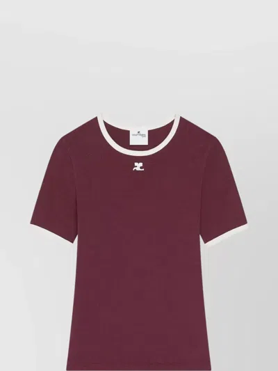 COURRÈGES CONTRAST TRIM SHORT SLEEVE T-SHIRT