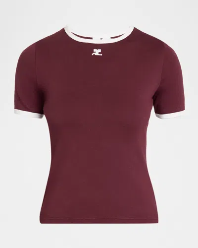 COURRÈGES CONTRAST TRIM SHORT-SLEEVE T-SHIRT