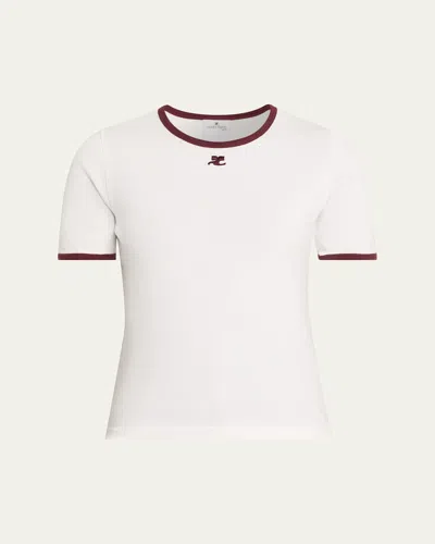Courrèges Contrast Trim Short-sleeve T-shirt In White