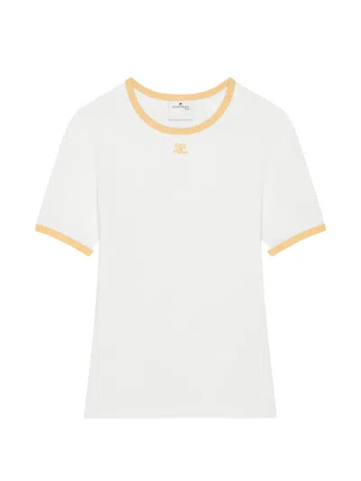 Courrèges Contrast-trim Signature T-shirt In White