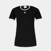 Courrèges Logo-embroidered Cotton T-shirt With Tipping In Black
