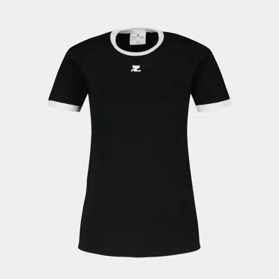 COURRÈGES COURREGÈS CONTRAST TRIM T-SHIRT