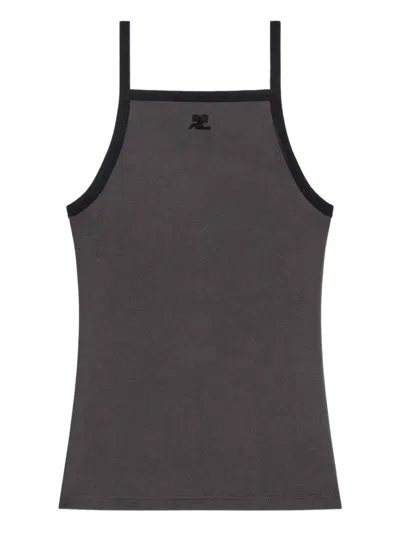 Courrèges Contrast-trim Tank Top In Gray