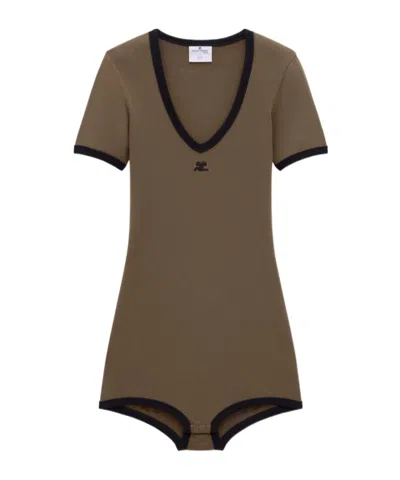 COURRÈGES COURRÈGES CONTRAST V-NECK BODYSUIT