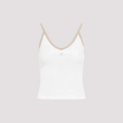Courrèges Contrast V-neck Top In B White Sand