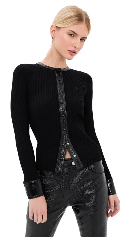 Courrèges Contrasted Vinyl Cardigan Black