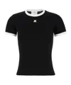 Courrèges Courreges Women Cotton T Shirt With Contrasting Profiles In Black