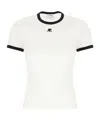 Courrèges Courreges Women Cotton T-shirt With Contrasting Profiles In White