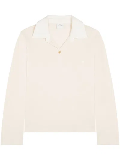 Courrèges Contrasting Cotton Blend Polo Shirt In White