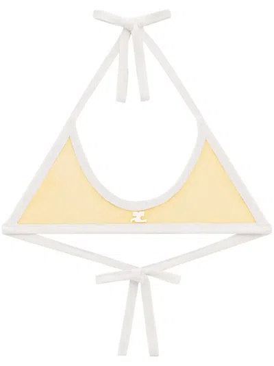 Courrèges Contrasting-trim Cotton Bra Top In Yellow