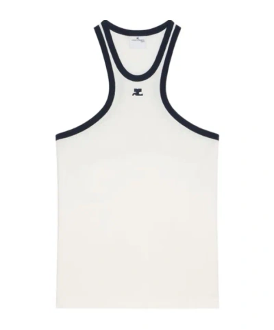 COURRÈGES COURRÈGES LOGO EMBROIDERED JERSEY TANK TOP