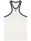 Courrèges Sleeveless Top With Adjustable Straps And Contrast Trim In White