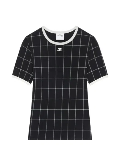 Courrèges Contrast-trim T-shirt In Black