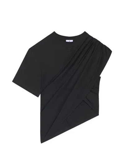 Courrèges Courreges Cotton Asymmetric T Shirt In Black