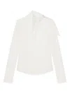 Courrèges Asymmetric Long Sleeve Draped Top In White