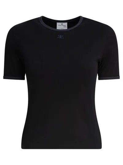 Courrèges Courregès Cotton Black T-shirt