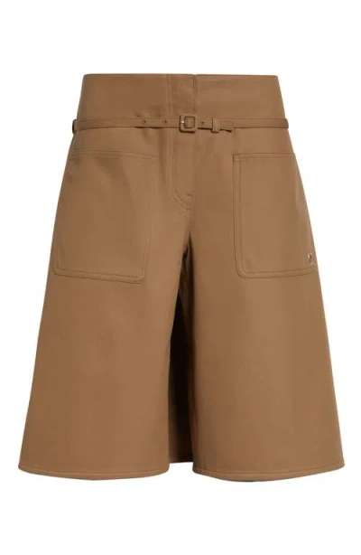 Courrèges Cotton Canvas Back Panel Bermuda Shorts In Brown