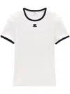 Courrèges Cotton T-shirt With Contrasting Logo Trim Courreges In White