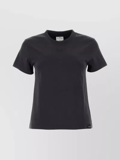 Courrèges Cotton Logo Print Regular Fit T Shirt In Black
