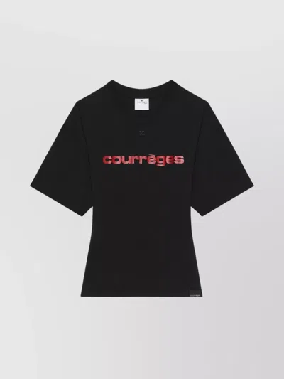 COURRÈGES COTTON LOGO T-SHIRT BELTED WAIST