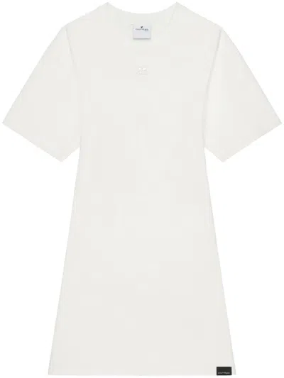 Courrèges White Cotton Mini Dress In Heritage White