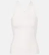 Courrèges Ribbed Tank Top With Zipper On The Neckline In Heritage White