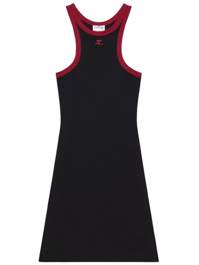 Courrèges Courreges Black Cotton Mini Dress With High Neck And Sleeveless Design Women