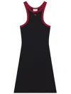 Courrèges Scuba Mini Dress With Logo Patch In Black/ Ruby