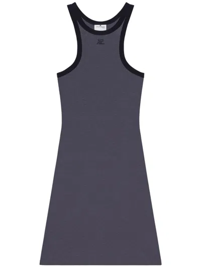 Courrèges Steel Blue Sleeveless Mini Dress In Gray