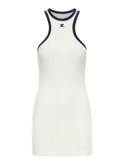 Courrèges Cotton Scuba Fabric Dress In White