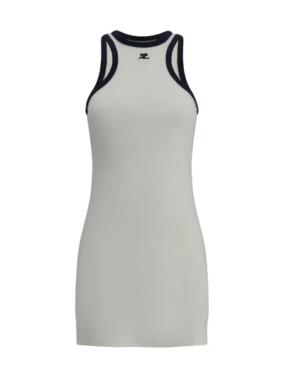 Courrèges White Mini Dress With Navy Blue Trim