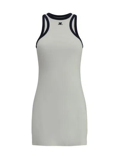 Courrèges White Mini Dress With Navy Blue Trim