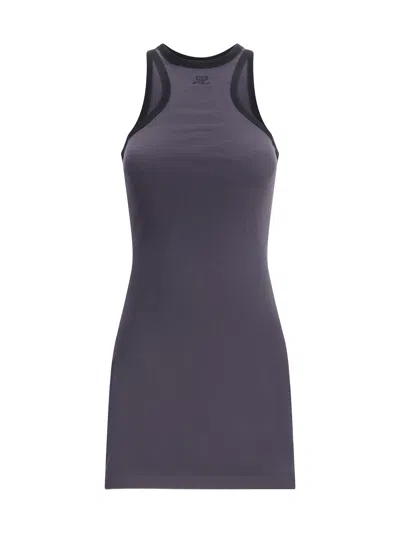 Courrèges Courreges Steel Blue Sleeveless Racerback Dress In Grey