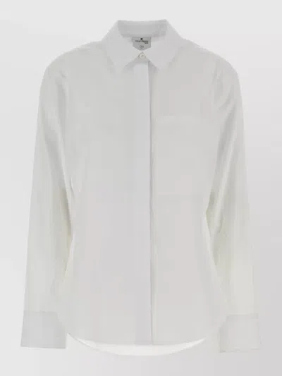 Courrèges Cotton Shirt Long Sleeves Pointed Collar Pocket In Multi