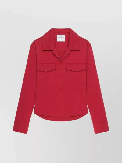 Courrèges Cotton Shirt With Long Sleeves And Collared Neck In Pink