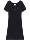 Courrèges Cotton Short Sleeves Mini Dress In Black