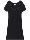 Courrèges Cotton Short Sleeves Mini Dress In Black In Black