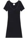 Courrèges Cotton Short Sleeves Mini Dress In Black