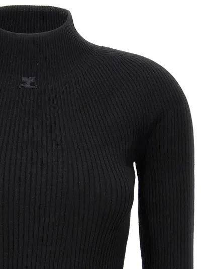 Courrèges Cotton Short Women's Dress In Black