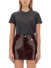 Courrèges Fitted Burgundy Mini Skirt With Shiny Finish