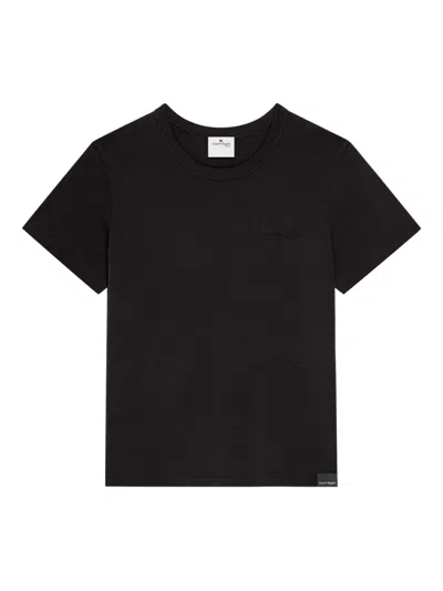 Courrèges Embroidered Black T-shirt With Minimalist Design