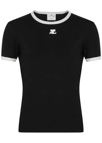 Courrèges Signature Contrast T-shirt Clothing In Black