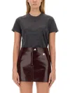 Courrèges Fitted Burgundy Mini Skirt With Shiny Finish In Grey