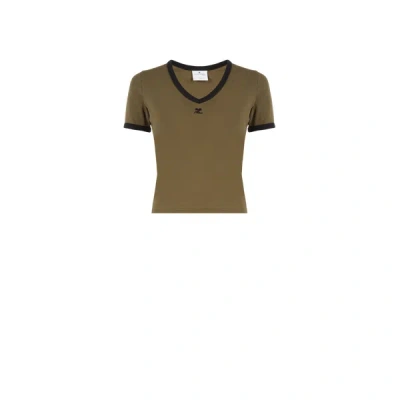 Courrèges Cotton T-shirt In Green