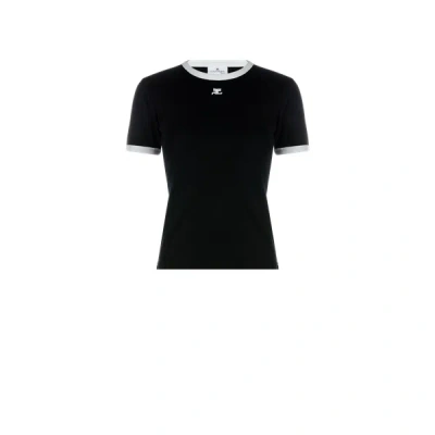 Courrèges Bumpy Contraste Reeditio T-shirt In Black