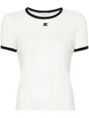 Courrèges Cotton T-shirt With Contrasting Logo Trim In White