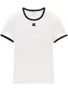 Courrèges Cotton T-shirt With Contrasting Logo Trim In White